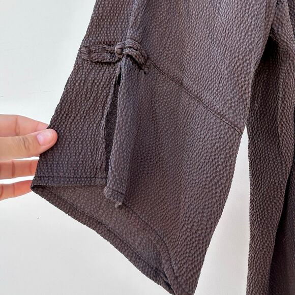 Citron Santa Monica Silk Blend Textured Brown Tunic Blouse 1X XL Top - Picture 6 of 10